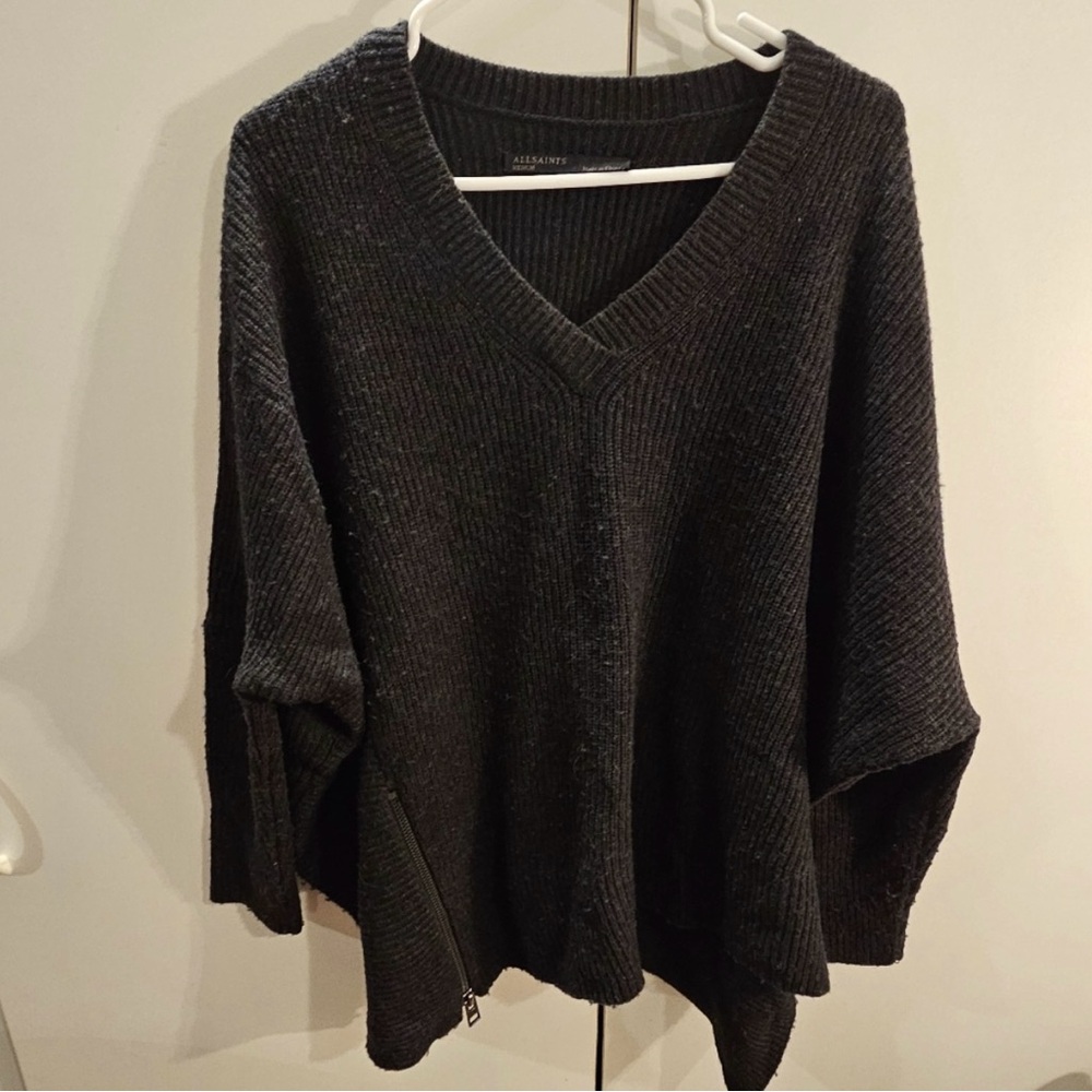 All Saints Charcoal V-Neck Sweater